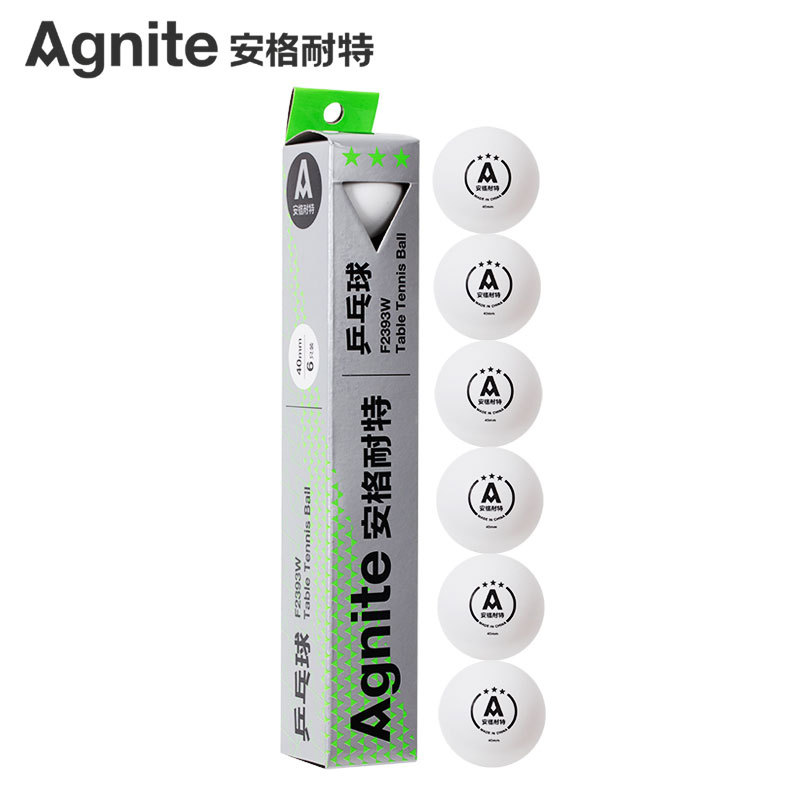 安格耐特/Agnite F2393W 3星乒乓球盒装6只 白色比赛
