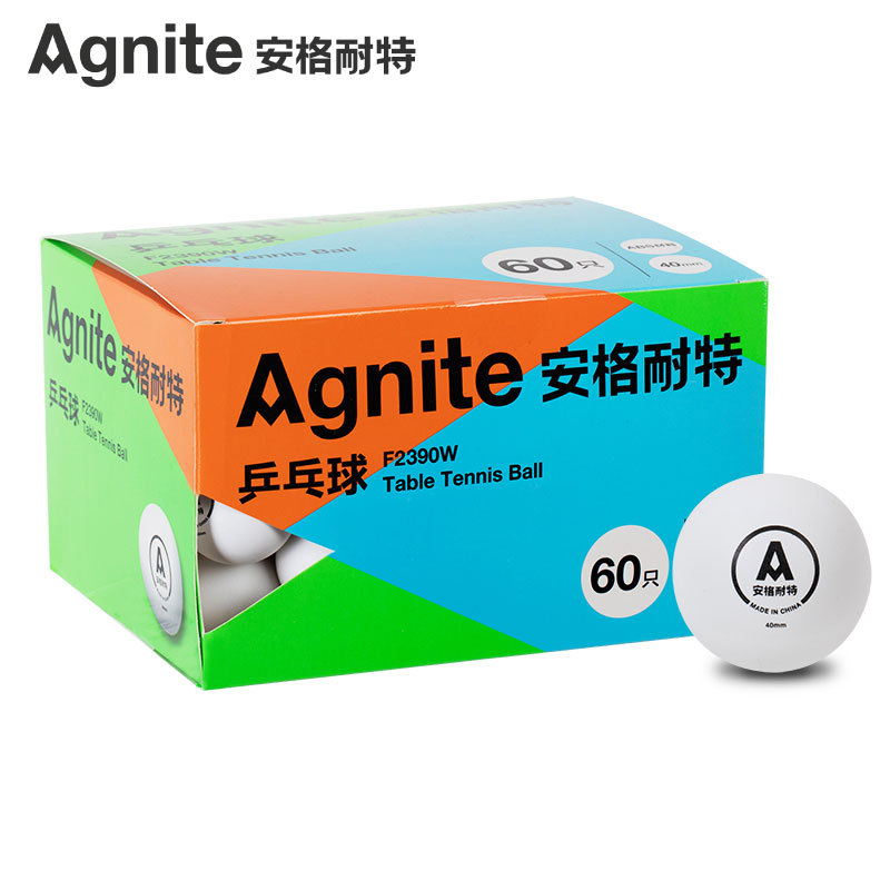 安格耐特/Agnite 乒乓球一盒装60只 40mm白色F2390W