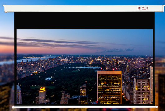 红叶120寸16:9电动幕布玻珠白塑玻纤投影仪幕布